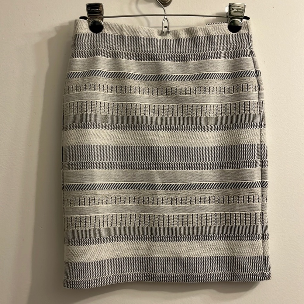 Blue and White Patterned Sweater Skirt